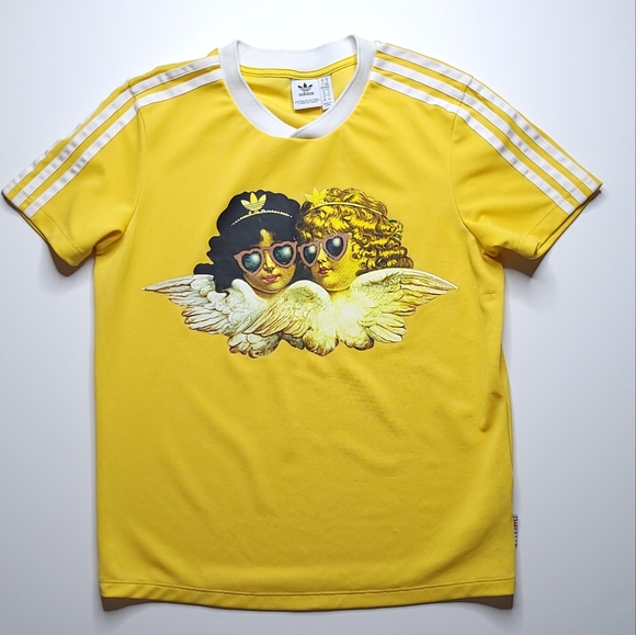 adidas Tops - Adidas Fiorucci Angels Yellow White T-shirt Athleisure Streetwear Women's S to M